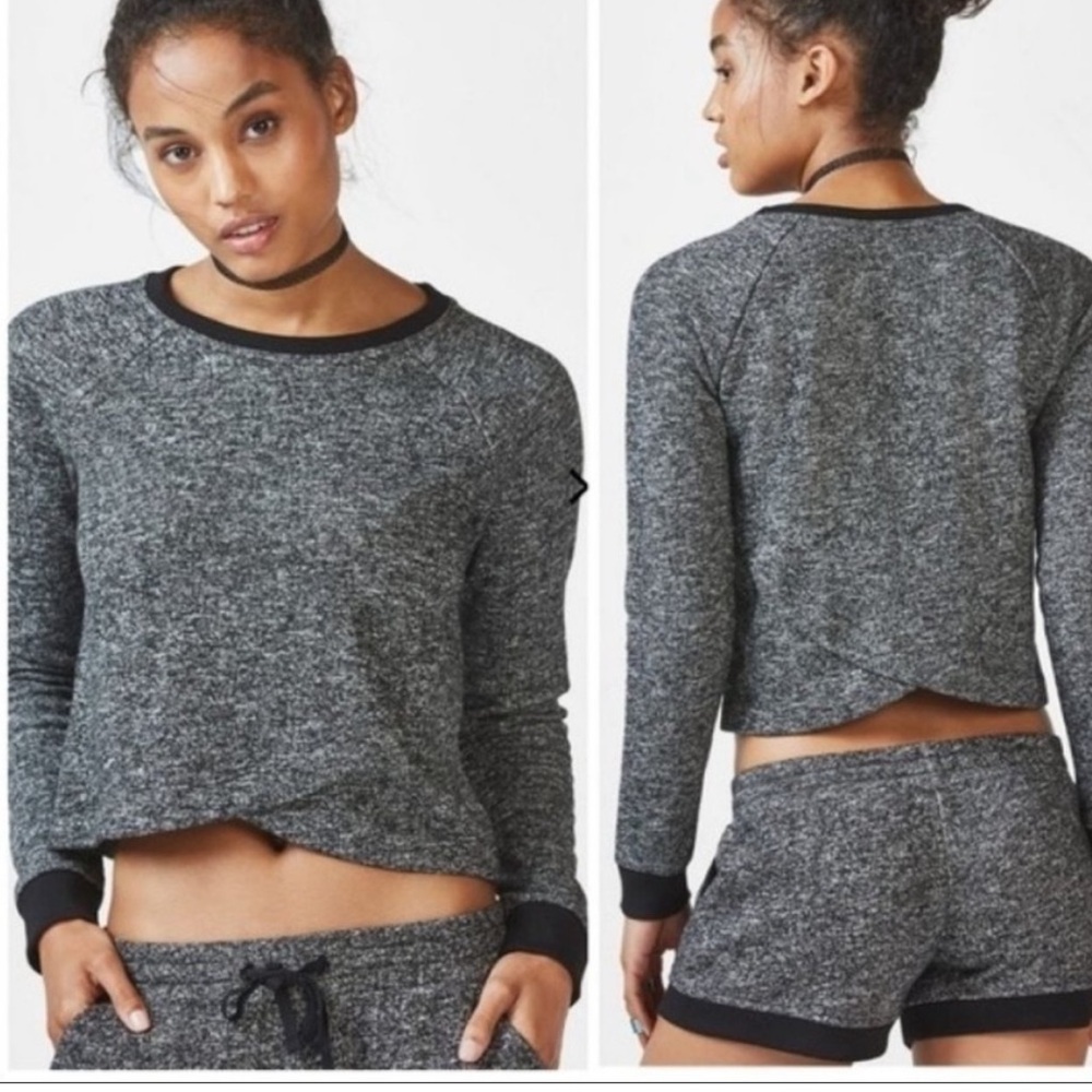 Fabletics KEEVA Speckled  Terry Pullover Layer Sweatshirt Women's Size L NWT